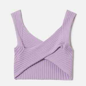 Urban Outfitters Wren Wrap Front Ribbed Tank Top - Purple Lilac​